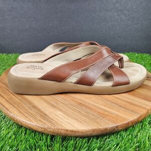 Bass Sunjuns Sandals Womens Size 9.5 M Brown Leather Slide Shoes Comfort